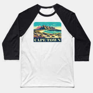 Vintage Cape Town Travel Poster Sticker | Howzit South Africa | Explore Table Mountain Baseball T-Shirt